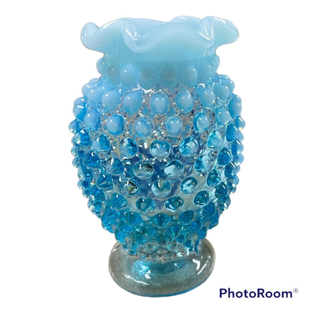 Blue Hobnail Glass Vase